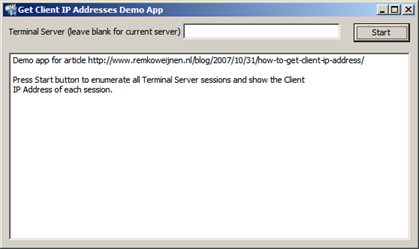 Client IP demo app screenshot