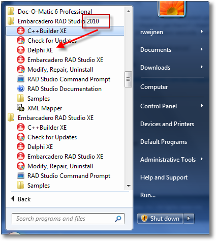 DelphiXEStartMenu