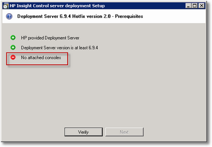 No Attached Consoles HP Deployment Server