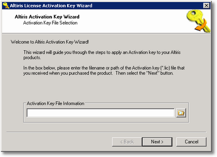 Altiris License Activation Key Wizard