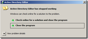 AD Explorer Crashes