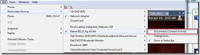 VMWare Removable Devices Menu