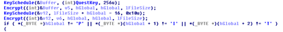 Code Snippet showing the encryption