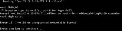 Error 13: invalid or unsupported executable format