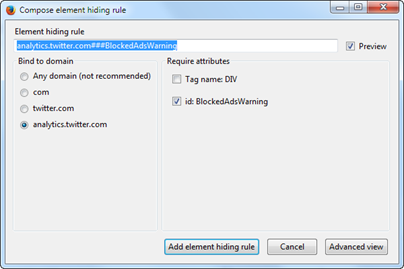 Compose element hiding rule Dialog