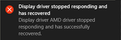 Display driver stopped responding and has recovered