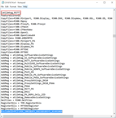 ExcludeID=PCI\VEN_1002&DEV_6821&SUBSYS_0149106B