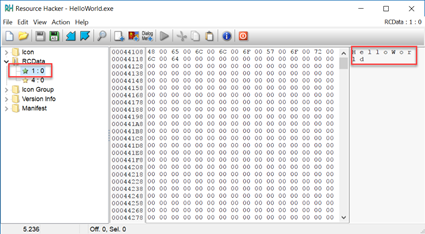 Resource Hacker Screenshot showing the resources