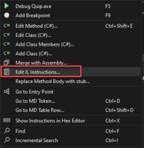 Edit Method context menu option