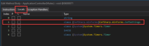 IL Instructions editor showing insertion point