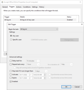 Task Trigger configuration