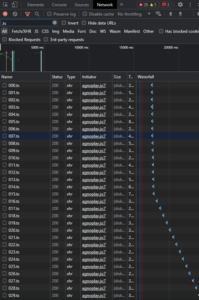 Screenshot of Chrome Developer View showing .ts files